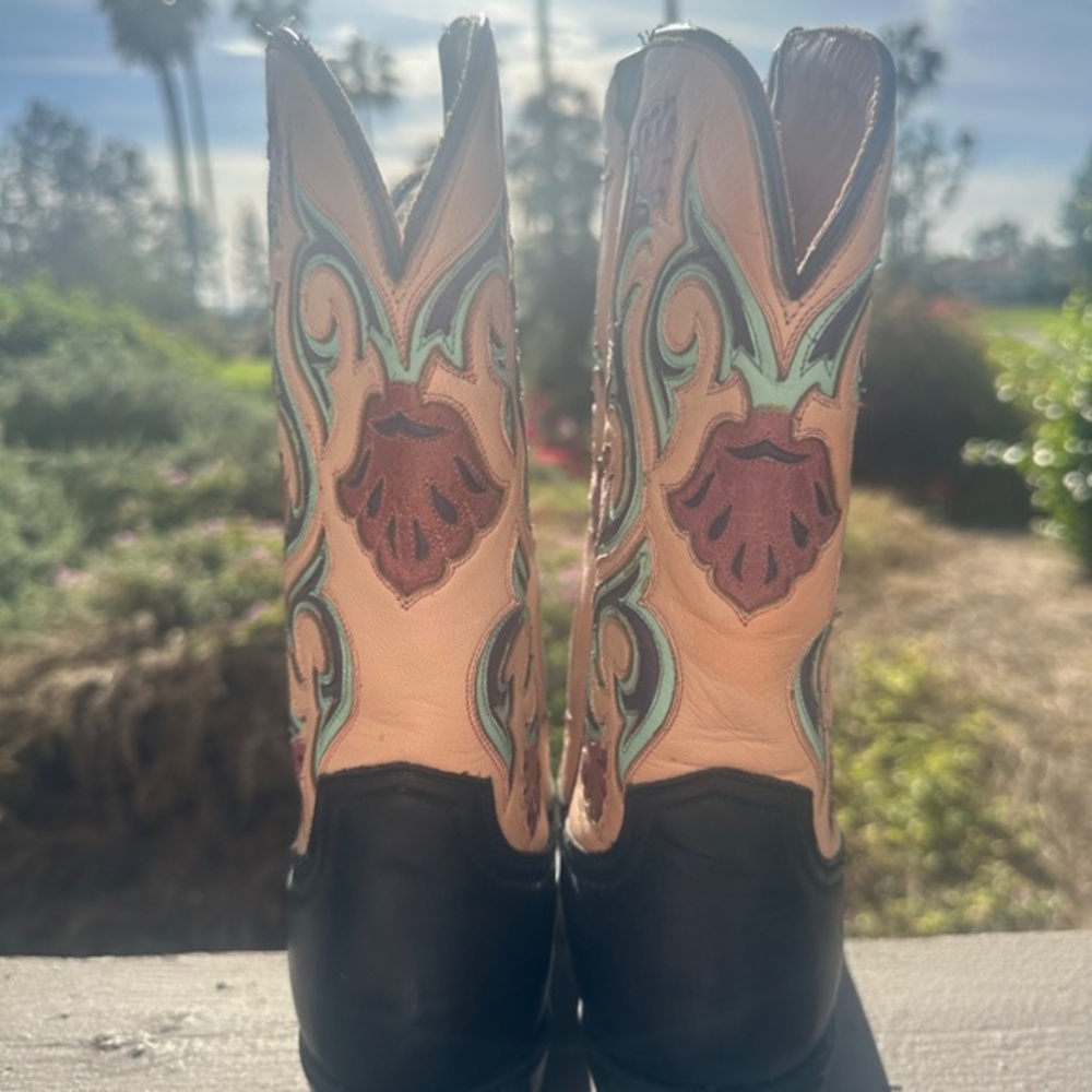 NWT ! Vintage Lucchese Art Nouveau Floral Cowgirl Boots Made in Mexico Size 8! - Picture 4 of 15